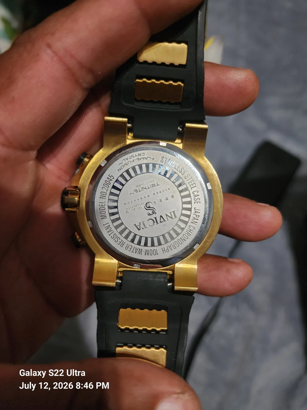 Invicta Gold and Black Chronograph Watch